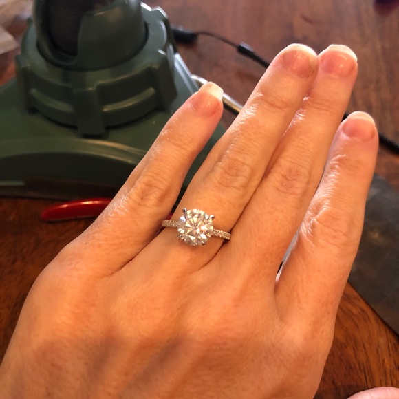 3ct D, VVS1 Moissanite Pave Ring - Picture 5 of 8